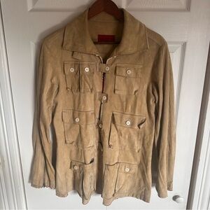 Anna Trzebinski suede leather coat beaded Native American Handmade